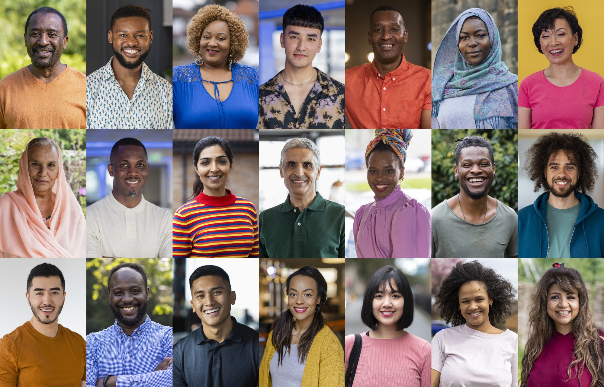 A mosaic of diverse portraits.