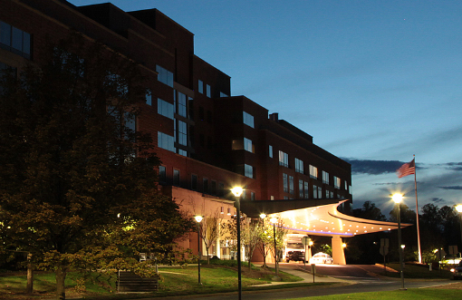 NIH Clinical Center at night.