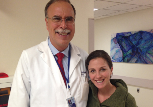 Sarah Rosenfeld with one of her doctors.