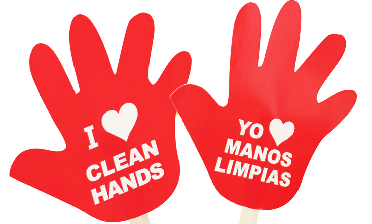 "I love clean hands" sign