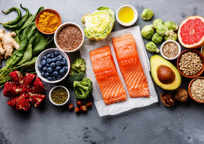 vegetables, legumes, fruits, nuts and fish