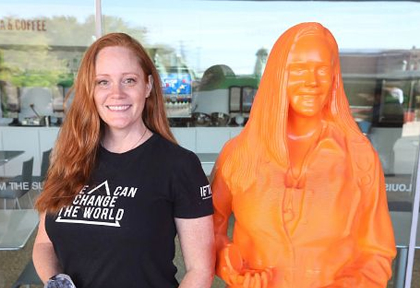Dr. Wendy Bohon with her statue