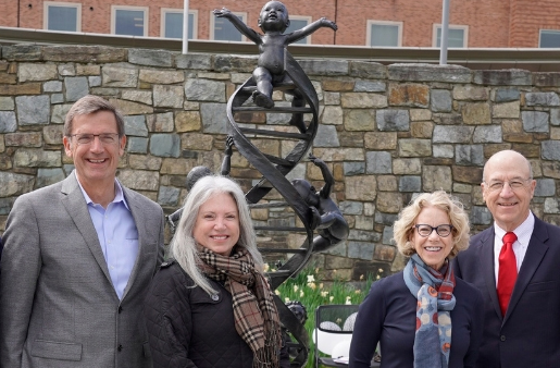 new sculpture unveiled in front of the NIH Clinical Center