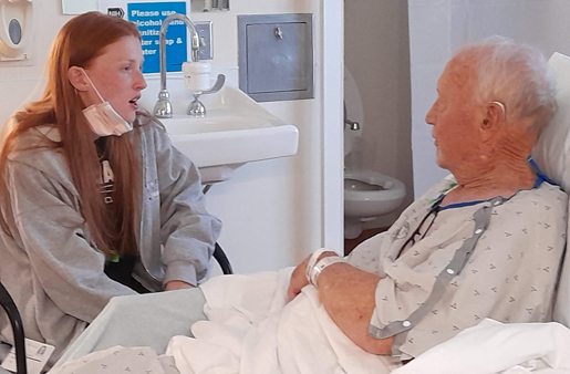 David Lunter talks to his granddaughter, Caraline Lunter