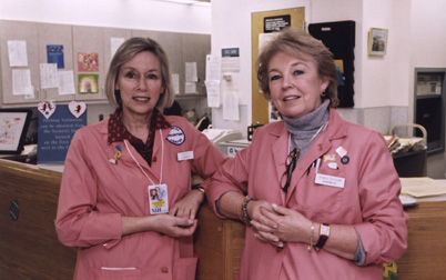 Spanish interpreters Ingrid Witt (left) and Monica Sullivan