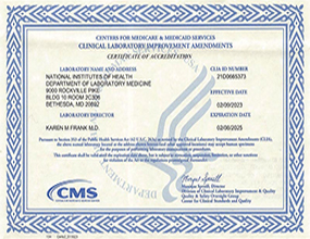 Thumbnail of the DLM CLIA Certificate. If you are having problems accessing these images, certificates of accreditation may be obtained by calling 301-496-5668