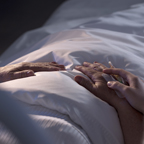 A patient in a hospital bed