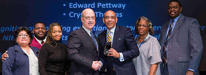  From left to right: Elsa Mendoza, Marcus Means, Letitia Johnson, Dr. James Gilman, Michael Alexander, Crystal Thomas, Edward Pettway