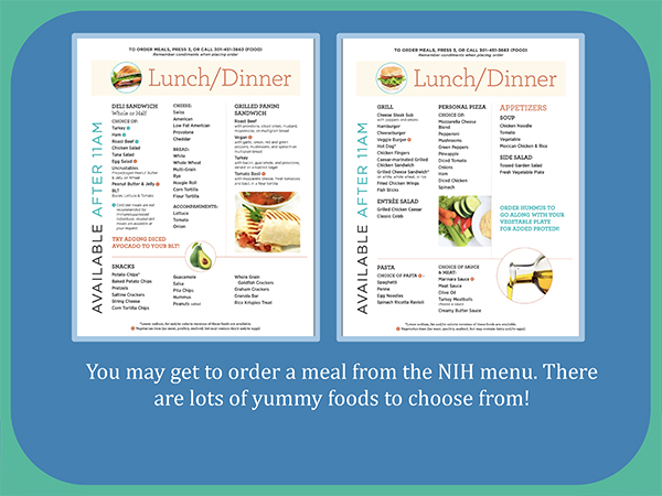 NIH Clinical Center menu