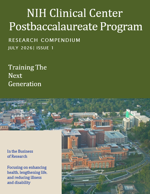 Front cover of the 2026 NIH Clinical Center Postbaccalaureate Program Research Compendium