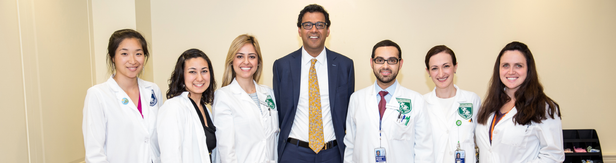 Dr. Atul Gawande (center) met with Surgery branch fellows during his visit to NIH