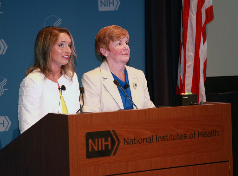 Doctors at NIH speak in a lecture hall during Nurses Week