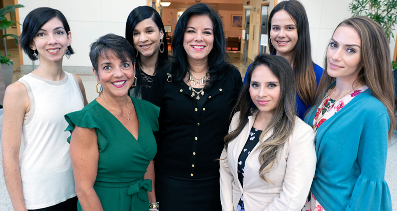 Rosa Garay Lopez, Heidi Hobson, Jeyline Satterwhite, Brenda Robles, Damaris Diaz, Valerie Velez Toro and Marianne Cadwell Geissler with the Language Interpreters Program