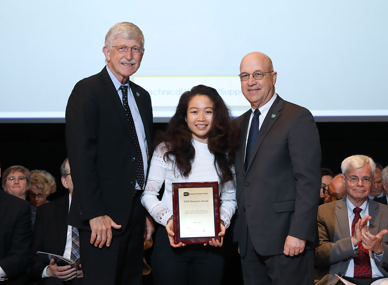 Dr. Francis Collins, Thu Cao and Dr. Jim Gilman