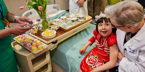 Pediatric patient ten-year-old JoJo with Dr. Cynthia Tifft