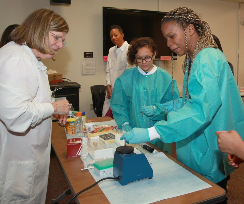 A patient's sibling conducts a science experiment