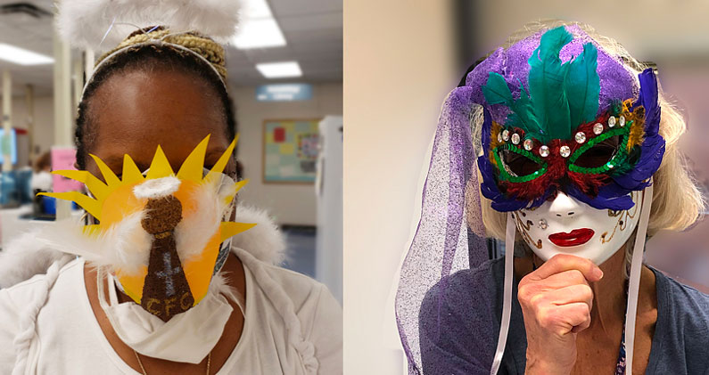 Sandra Fick & Joyce Deleeuw mask, Jessica Barker's mask closeup & Cherri Phillips mask