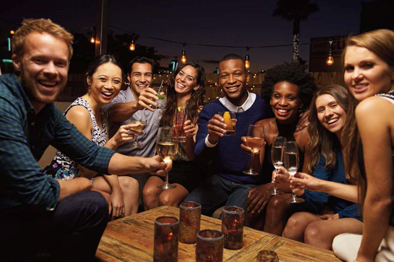 group of friends drinking together