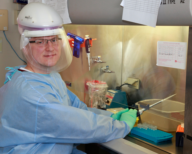 Medical Research Scholar James Dickey in the lab