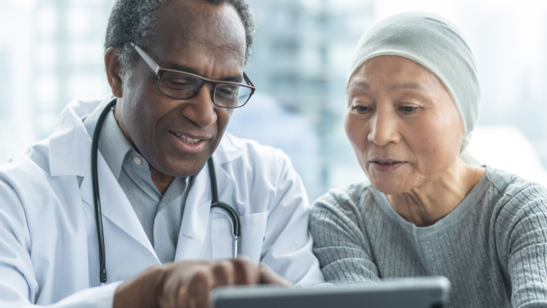 Physician and patient talking