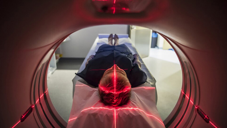 Woman entering MRI machine