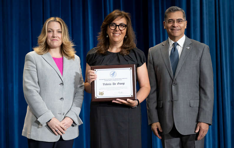 Andrea Palm, Dr. Valeria De Giorgi and Xavier Becerra