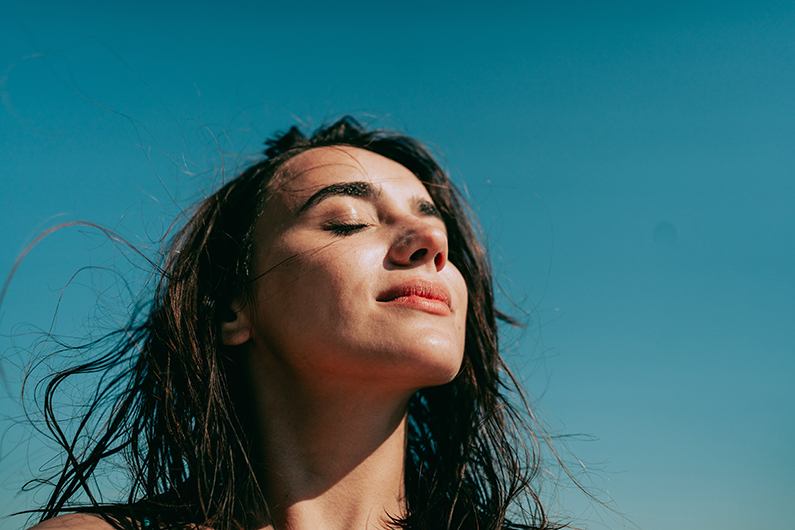 a woman smiling