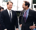 NIH director Dr. Harold Varmus (r) welcomes Vice President Al Gore to the groundbreaking ceremony. Gore called NIH hospitable to genius.