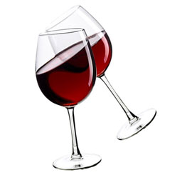 a glass of red wine