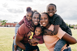 A family smiling