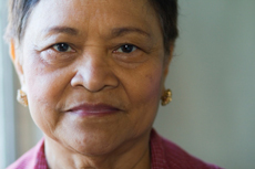 a close up of a woman's face