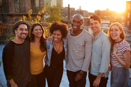 a group of people smiling