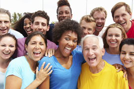 a group of people smiling