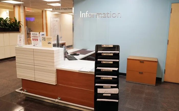 One of the many Hospitality Desks located throughout the NIH Clinical Center.