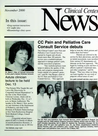 Image of first page of CCNews newsletter from November 2000.